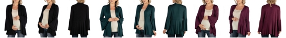 24seven Comfort Apparel Long Flared Sleeve Open Front Maternity Cardigan